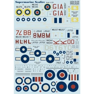 Print Scale 72-152 Decal for airplane 1:72 Supermarine Seafire Waterslide decals - Picture 1 of 24