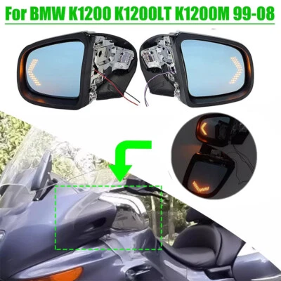 Left & Right Rearview Side Mirror w/ LED Turn Signal For BMW K1200 K1200LT K1200 - Image 1 of 4