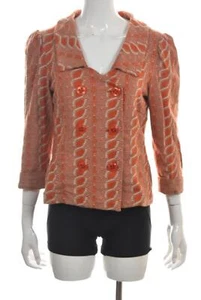 Chaqueta de mujer HWR, talla L, naranja, geo tejida básica, manga 3/4 algodón - Imagen 1 de 5