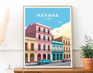 Havana Art Print | Cuba Travel Poster - Caribbean Tropical Wall Art - Picture 1 of 5