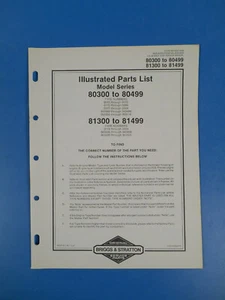 Lista de piezas ilustradas originales Briggs & Stratton serie modelo 80300 a 80499 - Imagen 1 de 1