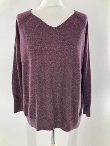 White Stuff Purple Sparkling Tight Knit Jumper Size Uk 12 V Neck Pullover Vgc D3 - Picture 1 of 12