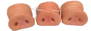 3 LITTLE PIG SNOUT NOSES Piglet Rubber Animal Costume Nose Mask Farm Toy Hog Gag - Picture 1 of 5