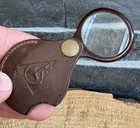 alte Einschlaglupe Lupe Taschenlupe Leder Rahmen aus Schildkrötenpanzer P&S