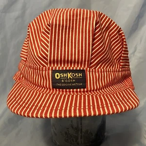 Vtg OshKosh B'Gosh Hat Striped Railroad Conductor Train Snapback Cap Size YOUTH - Picture 1 of 12