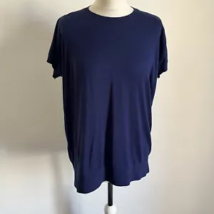 Uniqlo Jil Sander Top Size Medium Navy Blue Short Sleeve Silk Cotton Capsule - Picture 1 of 9