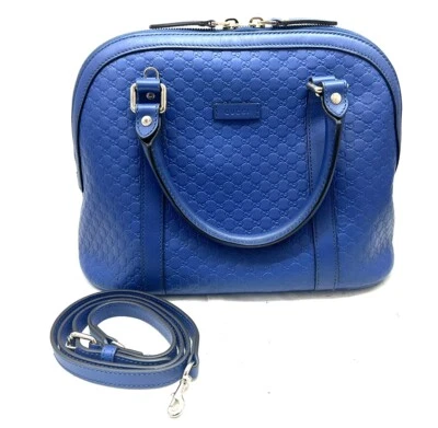Bolso de Hombro Gucci Dome Mediano Micro GG Guccissima Cuero ¡En Azul! (CMP100783) Foto 1 de 4