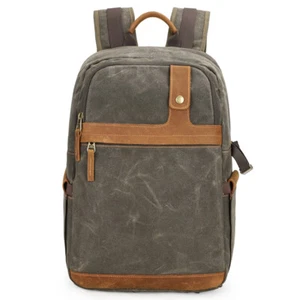 Vintage Waterproof Canvas DSLR SLR Camera Backpack Bag Case For Canon Nikon Sony - Picture 1 of 19