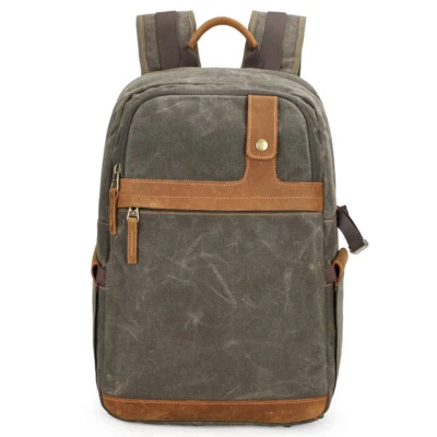 Vintage Waterproof Canvas DSLR SLR Camera Backpack Bag Case For Canon Nikon Sony - Image 1 of 4