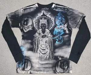 Camiseta Para Hombres Affliction Horiyoshi Edición Limitada Y2K Héroes y Demonios LS Talla M - Imagen 1 de 4
