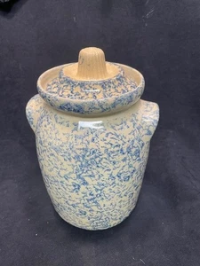 ROBINSON RANSBOTTOM POTTERY 2 qt stoneware spongeware blue glazed. #700-N - Picture 1 of 6