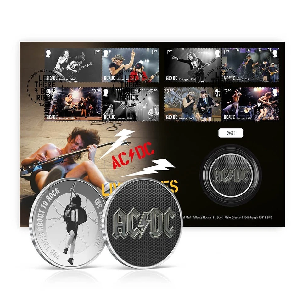 AC/DC  'Live Wires' Stamps & Medal Cover from Royal Mail - Image 1 of 4