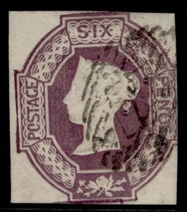 GB QV SG59Wk, SCARCE 6d dull lilac WMK INV + REV CUT SQUARE, USED. Cat £750. - Picture 1 of 1