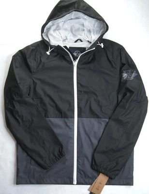 DOCKERS Black Multi The Shawn Waterproof Rain Slicker Hooded Jacket size M $160 - Image 1 of 4