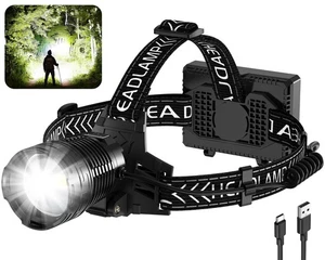 Headlamp Rechargeable, 5000 Lumen Super Bright Led Headlamps with 4 Modes & 1... - Picture 1 of 8