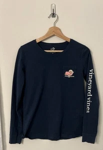 Vineyard Vines Happy Thanksgiving Langarmshirt Gr. XS 100% Baumwolle blau - Bild 1 von 3