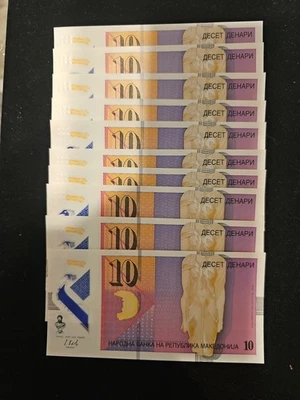 North Macedonia 10 Denari 2018 Lot of 10 PCS Polymer UNC #414 - Image 1 of 2