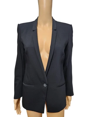 Chaqueta Blazer Helmut Lang Para Mujer Negra Lana Virgen Botón Único Cuello en V Talla 0 Foto 1 de 4