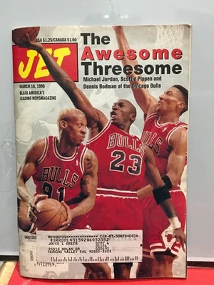 JET MAGAZINE March 18 1996 The Awesome Threesome Jordan  Pippen & Rodman A12 - Image 1 of 4