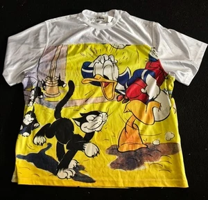 Walt Disney Donald Duck T-Shirt silky Big Logo Front Back Graphic Adult Large - Picture 1 of 7