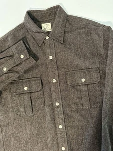 J Crew Work Shirt Wool Flannel Mens Medium Brown Button Pockets Outdoor Chore - Picture 1 of 13