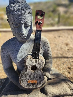 Fur covered Harmony Ukulele w/ leather accents for the person who has everything - Image 1 of 4