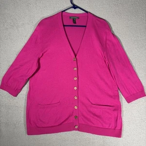 Lauren Ralph Lauren Black Label Cardigan Women’s Size 3X Lightweight Pink Preppy - Picture 1 of 12