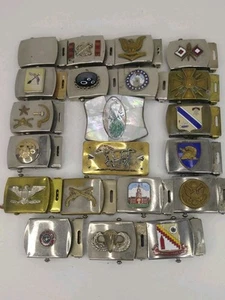 Large Lot Of Belt Buckles Military - Picture 1 of 17