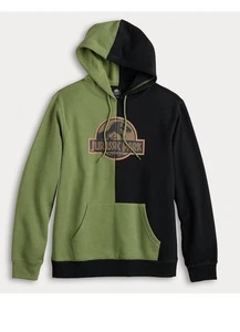 Jurassic Park Herren Schwarz & Grün Color Block Pullover Grafik Hoodie Gr. L - Bild 1 von 4