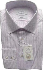 Charles Tyrwhitt Slim Fit Shirt 15/34 BNWT Pink Pima Cotton Double Face Circle - Picture 1 of 4