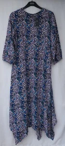 SEÑORA MARKS & SPENCER AZUL MARINO Y VESTIDO MULTICOLOR CON DOBLADILLO PAÑUELO TALLA 14 - Imagen 1 de 7