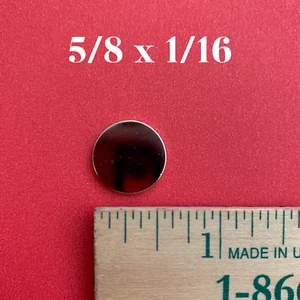 5/8" x 1/16" Neodimio Tierra Rara Material N35 D16 x 1.6mm Cantidad - Paquete de 25 - Imagen 1 de 1