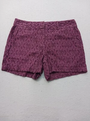 Ann Taylor LOFT Women Shorts 2 Plum Lace Floral Casual Dressy Style - Image 1 of 4