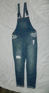 Youth Girls Classic JUSTICE Brand Blue Denim Overalls size 14 / 28x28 - Picture 1 of 8
