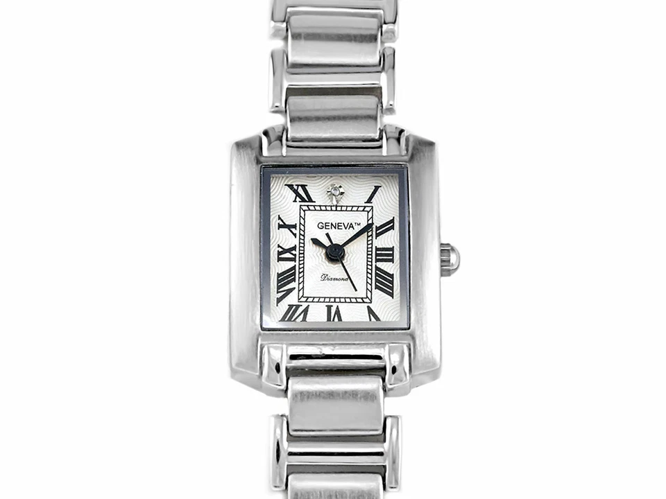 Reloj Pulsera Geneva Damas Diamante Tank Francaise Rectangular Plata/Plata Foto 1 de 1