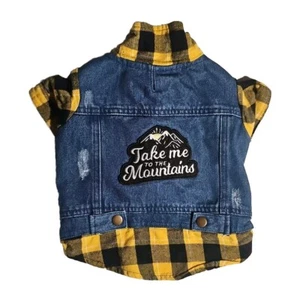 Bond & Co Dog Jean & Flannel Shirt Plaid - Take Me to The Mountains - Small - Picture 1 of 8