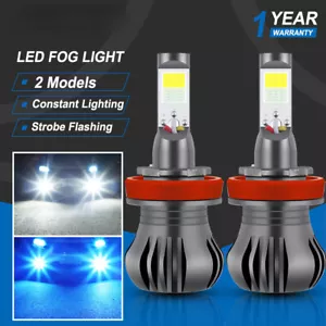 H11 H9 LED Fog Light Bulbs Dual Color White Ice Blue Strobe Flash DRL Switchback - Picture 1 of 12