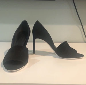 Vince Safran Nubuk Wildleder Leder Peeptoe d'Orsay Pumps High Heels schwarz 7 - Bild 1 von 9