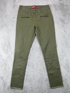 Girls Jeans 16 Arizona Skinny Adjustable Green Fringe Mid Rise 29x28.5 Pockets - Picture 1 of 10