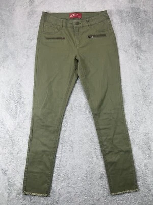 Girls Jeans 16 Arizona Skinny Adjustable Green Fringe Mid Rise 29x28.5 Pockets - Image 1 of 4