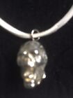 Zombie Head TG310A Made In Fine English Pewter On 18" White Cord Necklace