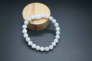 Genuine Light Lavender Jade Jade Bead Bracelet Round White Jade Bracelet 8mm - Picture 1 of 10