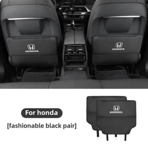2pcs Car Seat Back Pad Mat Leather Anti-Kick Protector Cover for Honda Black - Picture 1 of 4