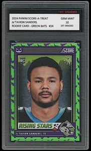 Ja'Tavion Sanders 2024 Panini Score-A-Treat Green Bats 1st Graded 10 Rookie Card - Picture 1 of 1