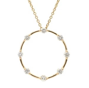 Diamond Wheel Pendant 14K Solid Gold Handmade Wedding Jewelry For Women Gift. - Picture 1 of 21