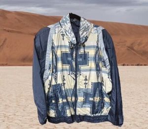 Vintage 1980’s Andy Johns jacket blue Aztec bomber Full zipper front - Picture 1 of 8