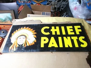 Original NOS Vintage 2-sided metal advertising sign, Chief Paints - Picture 1 of 7