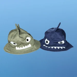 BABY GAP Shark Fin Navy & Green Bucket Beach Sun Hat Medium Large - Picture 1 of 5