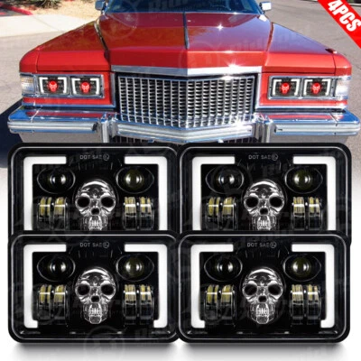 4pcs 4x6'' RGB LED Headlights Hi-Lo DRL For Cadillac Fleetwood DeVille 1975-1986 Foto 1 de 4