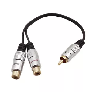 RCA Phono Male to 2x RCA Female Jack Splitter Audio Video AV Adapter Cable Metal - Picture 1 of 9